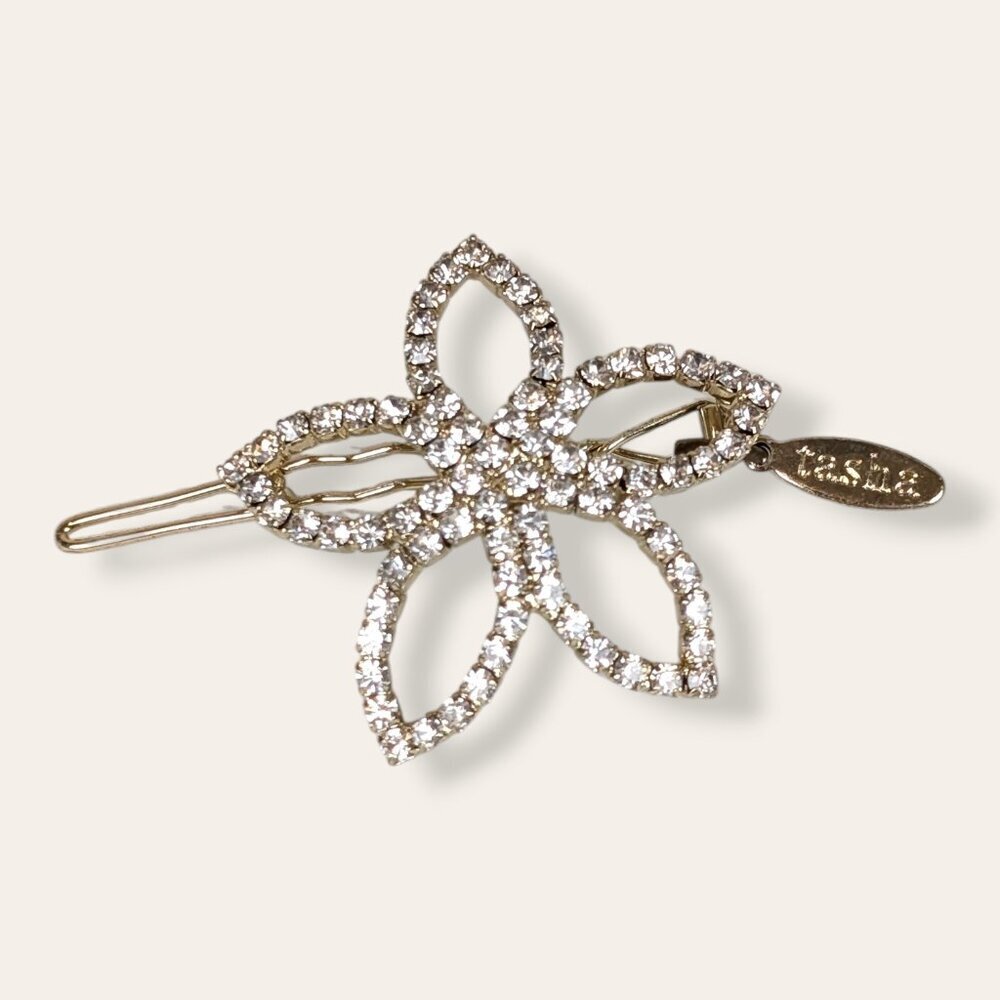 TTasha White Rhinestone Floral Hair Clip